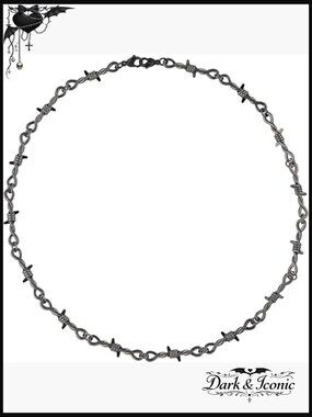 20in Black Barbed Wire Chain Necklace Gothic Punk Grunge Jewelry